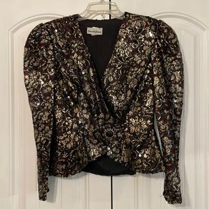Vintage Dave & Johnny Lace Sequin Puff Sleeve Blazer